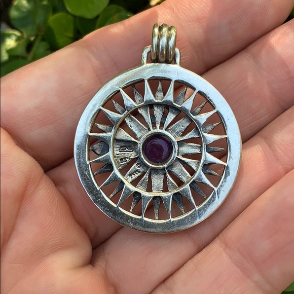 Celtic Fleur de Lis Compass Rose Amethyst Pendant - Picture 8 of 12